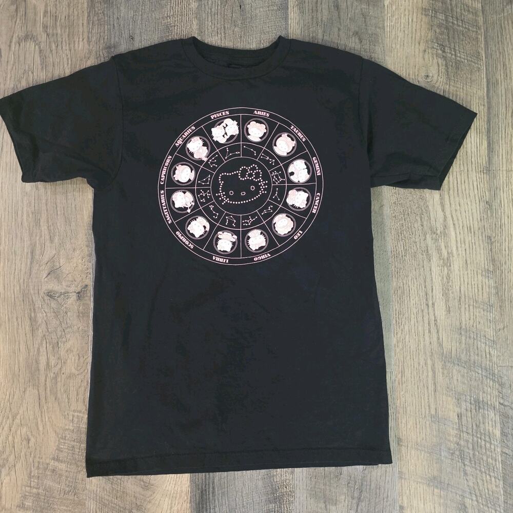 Hello Kitty Astrology Zodiac Graphic Tee, Black/Pink, Size SMALL